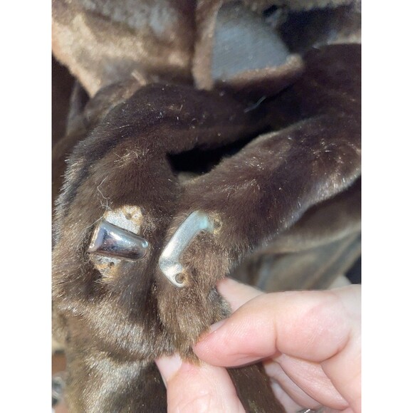 Y2K Cache Faux Fur Coat Size 8 Brown Leopard Lining Glam Wide Collar - Picture 3 of 7